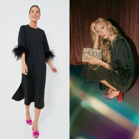 Tuckernuck NEW Black Feather Jamie Formal 3/4 Sleeve Maxi Dress Size XS