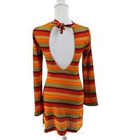 Only Hearts NEW Kingston Bell Sleeve Crochet Mini Dress in Orange Multi Size XS