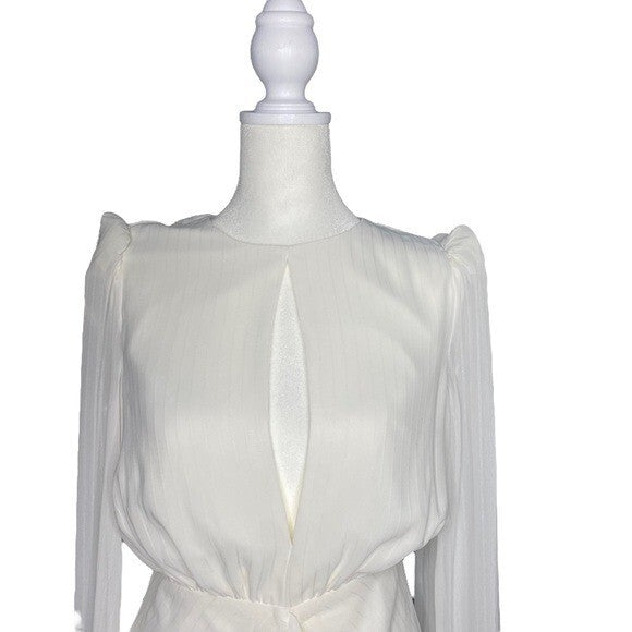 NBD NEW Arijana Cut Out Formal Party Long Sleeve Mini Dress in White Size S