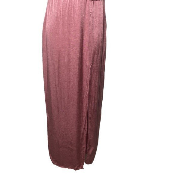 REVOLVE NBD Lila Satin Cowl Neck Formal Long Dress Gown in Mauve Pink Size S NEW