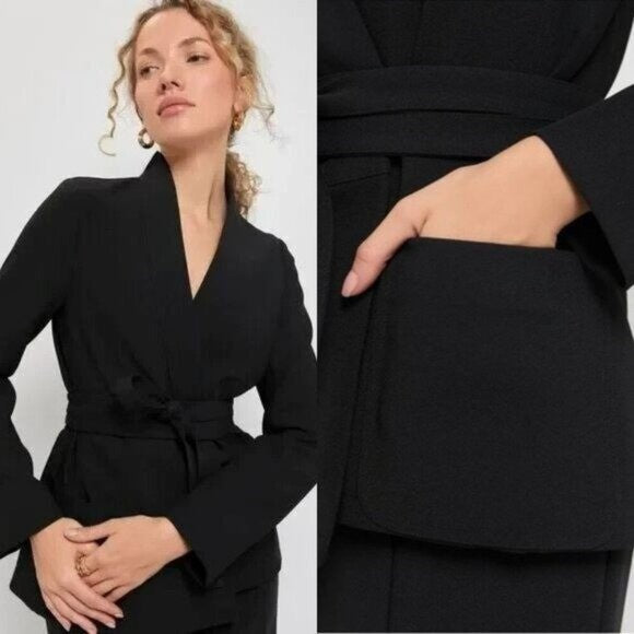 Tuckernuck NEW Black Gracie Wrap Crepe Classic Blazer Size XXS