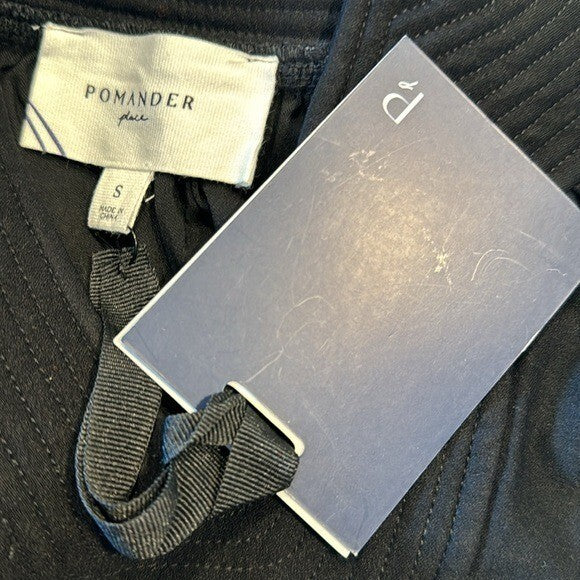 Pomander Place | NEW Black Koa Long Sleeve Notched Neckline Blouse Size Small