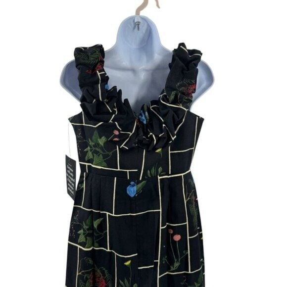 Tuckernuck NEW Black Fresher Buds Suze Floral Patchwork Denim Maxi Dress Size 2
