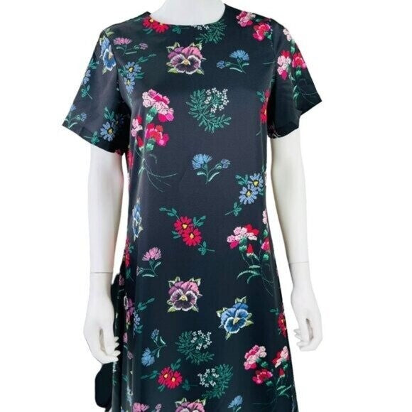 Hyacinth House NEW Black Floral Silky Riley Short Sleeve Maxi Dress Size XXS