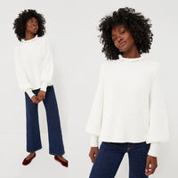 Tuckernuck NEW Ivory Delphine Ruffle Neck Knit Wool Blend Sweater Size XS