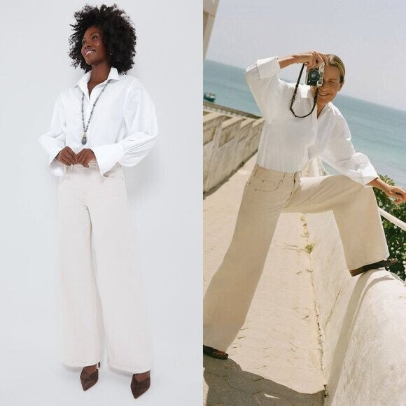 Tuckernuck x India Hicks NEW White Cotton Britwell Button Down Blouse Size M