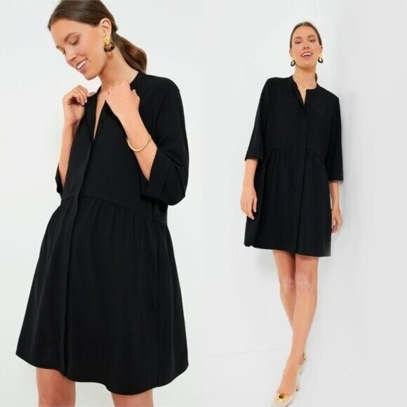 Tuckernuck | NEW Black Stretch Crepe Royal Shirt Dress Size XXXL