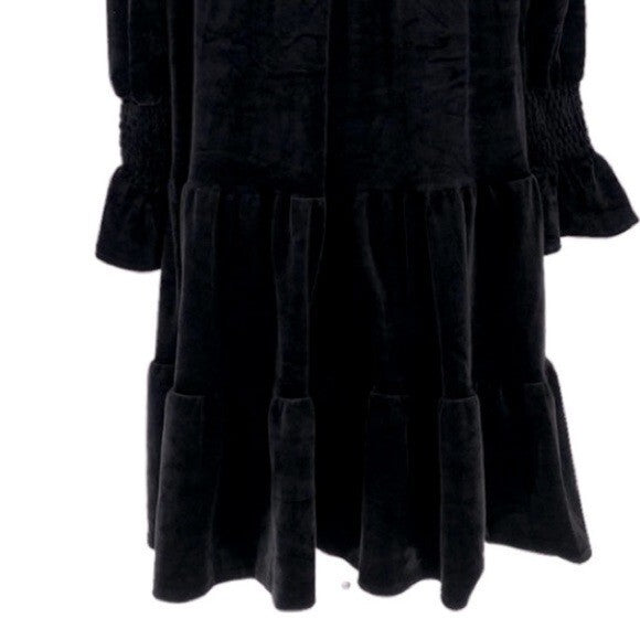 Pomander Place | NEW Black Velvet Kenzo Long Sleeve Mini Dress Size S