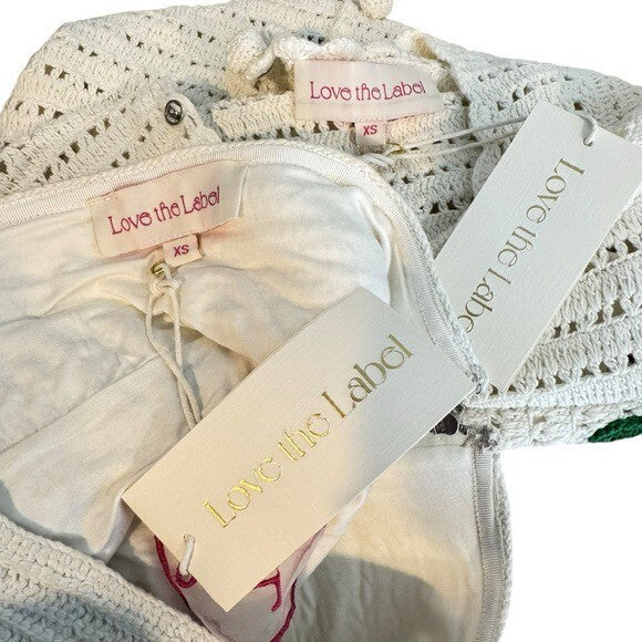 Tuckernuck Love the Label NEW Leighton Crochet Matching Set Ivory Floral Size XS