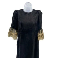 Pomander Place Black Velvet Lillith Gold Embroidered Lace Maxi Dress Size XXL