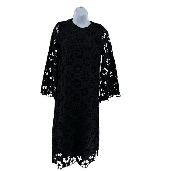 Tuckernuck NEW Noir Eyelet Hutton Long Sleeve Cotton Formal Midi Dress Size XS
