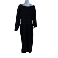 Tuckernuck NEW Black Esta Formal Long Sleeve Asymmetrical Midi Dress Size 6