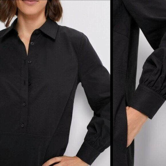 Tuckernuck NEW Black Lantern Sleeve Tory Shirt Midi Dress Size S