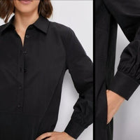 Tuckernuck NEW Black Lantern Sleeve Tory Shirt Midi Dress Size S