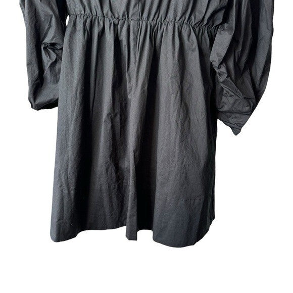 Pomander Place NEW Black Jenny Corset Puff Sleeve Cotton Mini Dress M