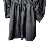 Pomander Place NEW Black Jenny Corset Puff Sleeve Cotton Mini Dress M