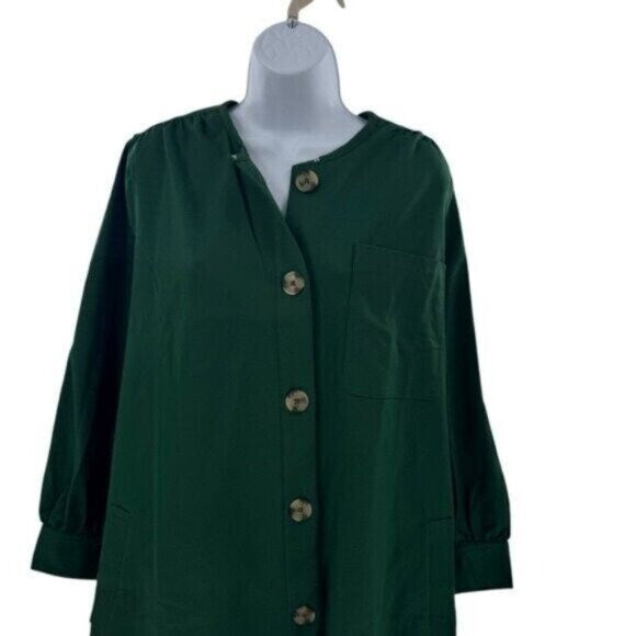 Tuckernuck NEW Dark Green Blake Long Sleeve Relaxed Fit Mini Dress Size XXS