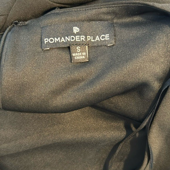 Pomander Place NEW Black Simone Peplum Long Sleeve Square Neck Blouse Size S