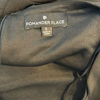 Pomander Place NEW Black Simone Peplum Long Sleeve Square Neck Blouse Size S