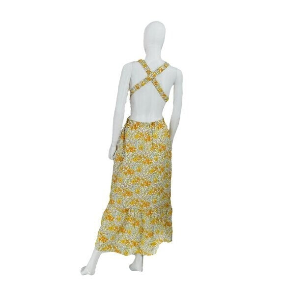 Hyacinth House NEW Yellow Pastel Retro Floral Maggie Maxi Dress Size Small