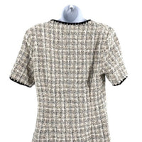 Pomander Place NEW White Tweed Retro Josephine Mini Dress in White Black Size M
