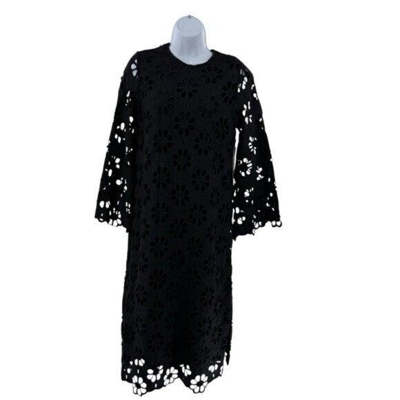 Tuckernuck NEW Noir Eyelet Hutton Long Sleeve Cotton Formal Midi Dress Size S
