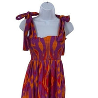 Sheridan French NEW Kelly Maxi Bow Dress in Sunset Ikat Purple Orange Size S