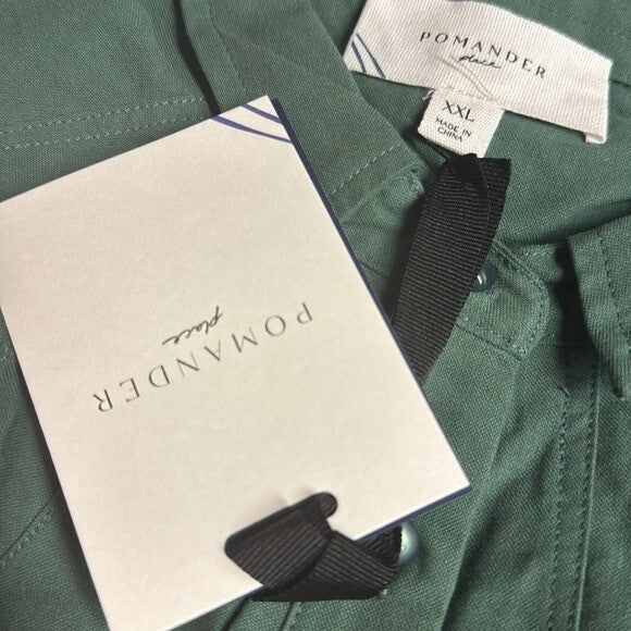 Pomander Place | NEW Green Polly Collared Preppy Shirt Dress Size XXL