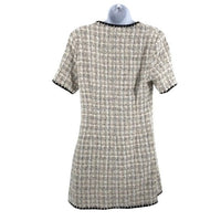 Pomander Place NEW White Tweed Retro Josephine Mini Dress in White Black Size M