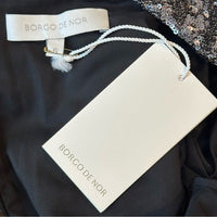 BORGO DE NOR NEW Bernadette Sequin Crepe Formal Long Sleeve Maxi Dress Size XS