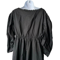 Pomander Place NEW Black Jenny Corset Puff Sleeve Cotton Mini Dress M