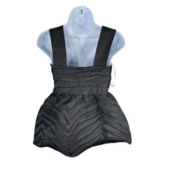 Kate Spade NEW Black Bold Zebra Jacquard Square Neck Peplum Blouse Top Size 0