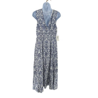 Hyacinth House NEW Navy Scroll Print Toula V Neck Sleeveless Maxi Dress Size L