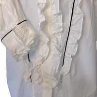 Tuckernuck NEW White Hazel Victorian Ruffle Mock Neck Button Down Blouse Size S