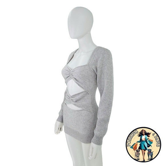 Christopher Esber Wool Cashmere Cut Out Multipanel Tunic Sweater in Grey Size M