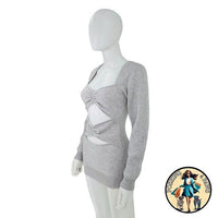 Christopher Esber Wool Cashmere Cut Out Multipanel Tunic Sweater in Grey Size M