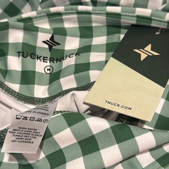 Tuckernuck NEW Sport Trellis Gingham Green White Biker Athletic 6" Shorts Size M