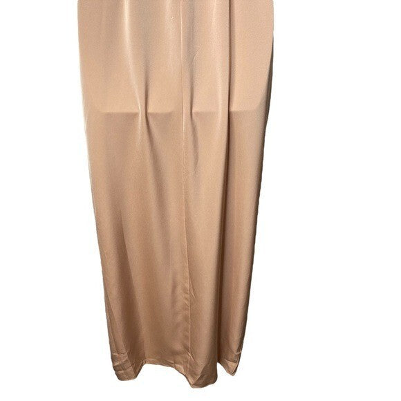 NBD | Lila Formal Draped Slit Party Cocktail Long Dress Gown Champagne Size XS