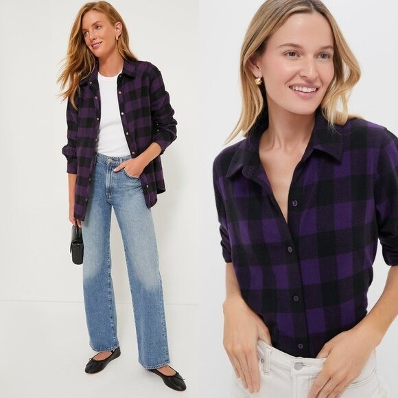 Tuckernuck NEW Purple Black Aubergine Check Chandler Flannel Button Down Size S