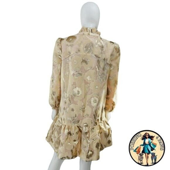 Tuckernuck NEW Champagne Fil Coupe Palmerston Formal Mini Dress Size L