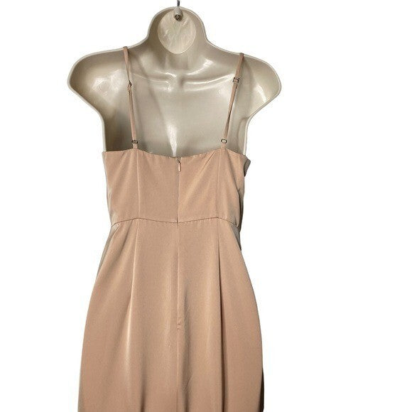 NBD | Lila Formal Draped Slit Party Cocktail Long Dress Gown Champagne Size XS