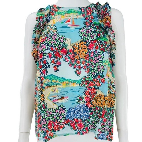 Cartolina Nantucket NEW Exclusive Portofino Print Amanda Colorful Top Size S
