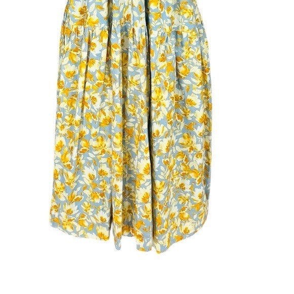 Hyacinth House NEW Blue and Orange Floral Puff Sleeve Pauline Midi Dress XXS