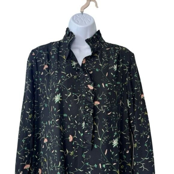 Tuckernuck NEW Campden Vine Tate Black Long Sleeve Pleated Mini Dress Size M