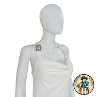 EB Denim Cowl Buckle Logo Bodycon Jersey Mini Dress in White Size M