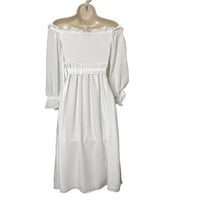 1. STATE NEW Off the Shoulder Smocked Bodice Midi Dress in New Ivory Size XXS