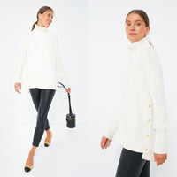 Tuckernuck NEW Winter White Sophia Wool Knit Turtleneck High Low Sweater Size XS