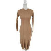 Petal and Pup NEW Milleri Long Sleeve Open Back Ribbed Dress in Camel Tan Size 6