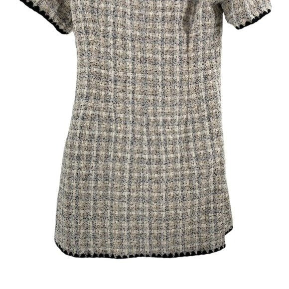 Pomander Place NEW White Tweed Retro Josephine Mini Dress in White Black Size S