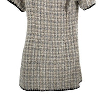 Pomander Place NEW White Tweed Retro Josephine Mini Dress in White Black Size S